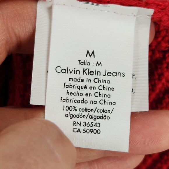 Calvin Klein Dress Women Medium Red Knit Long Sleeve Tunic Sweater Knit Mini NEW - Picture 9 of 12